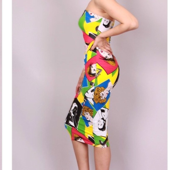 Sale 🌟 Pop Art Multi Color Tube Dress - Picture 4 of 6